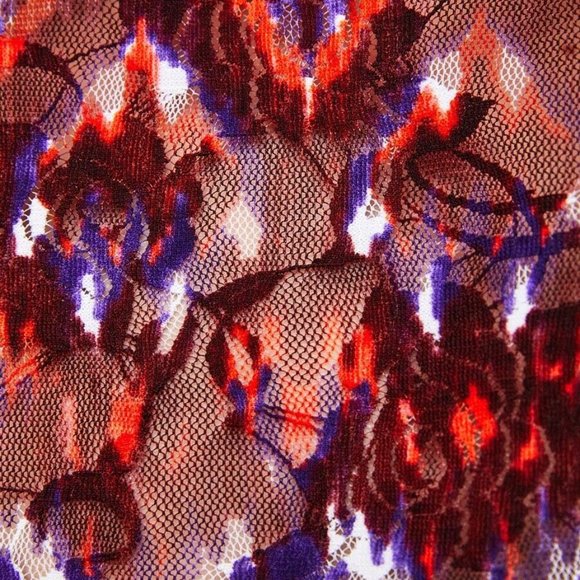 NWT - Zara Printed Lace Top Short Ruffled Sleeves - Picture 5 of 8